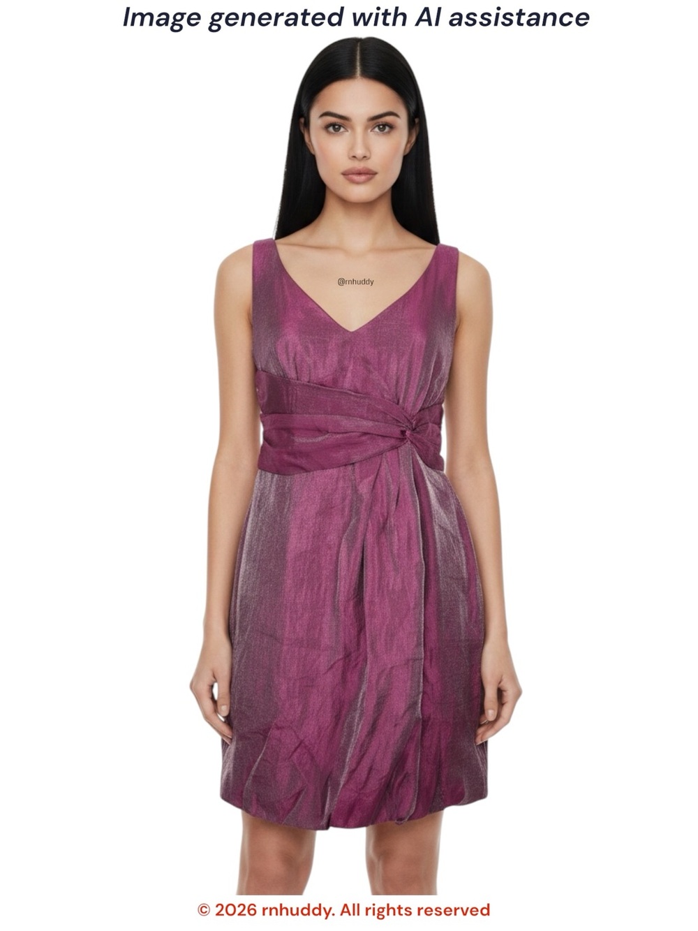 Max & Cleo size 6 wineberry v-neck shimmery bubble hem dress